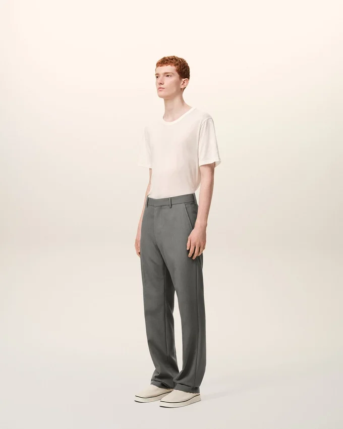 Grey Wool Straight Trousers Grey Wool Straight Trousers