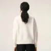 Natural Wool Cardigan with Contrasted Ami De Coeur