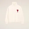 Natural Wool Funnel Neck Sweater with Contrasted Ami De Coeur