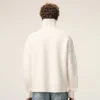 Natural Wool Funnel Neck Sweater with Contrasted Ami De Coeur