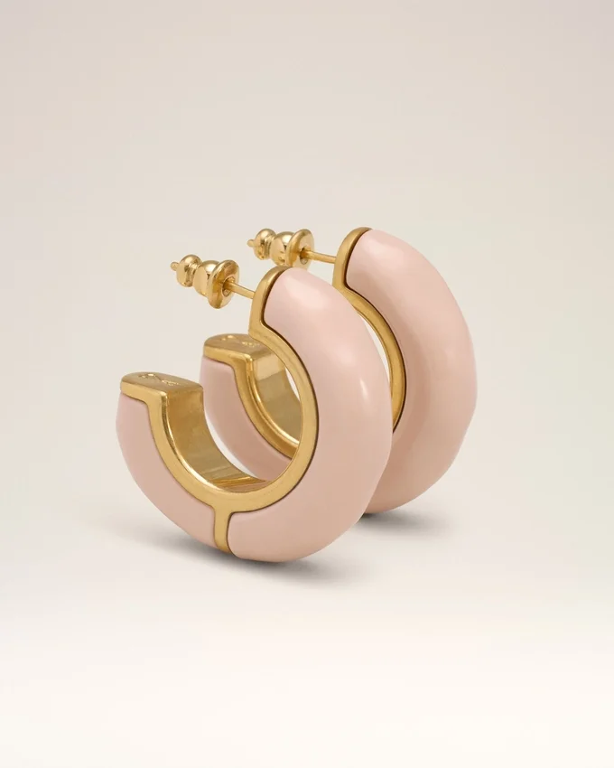 Pink Brass Hammered Lacquered Earrings Pink Brass Hammered Lacquered Earrings