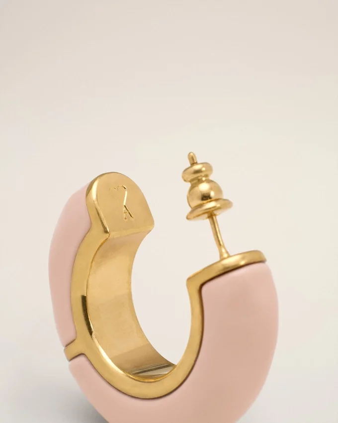 Pink Brass Hammered Lacquered Earrings Pink Brass Hammered Lacquered Earrings