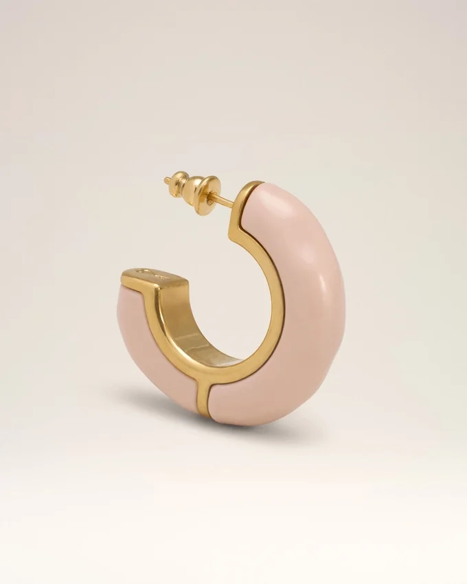 Pink Brass Hammered Lacquered Earrings Pink Brass Hammered Lacquered Earrings