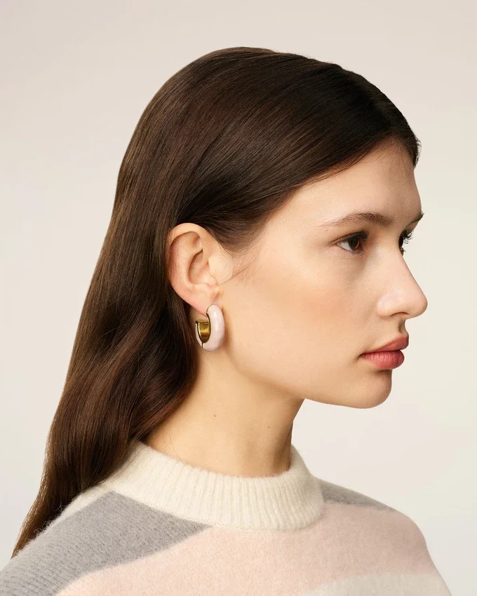 Pink Brass Hammered Lacquered Earrings Pink Brass Hammered Lacquered Earrings