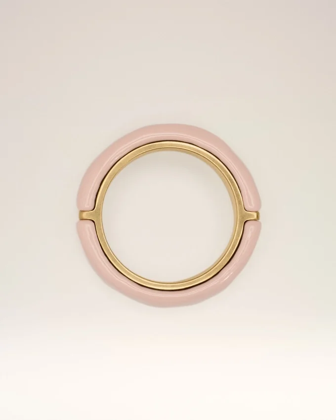 Pink Brass Hammered Lacquered Ring Pink Brass Hammered Lacquered Ring