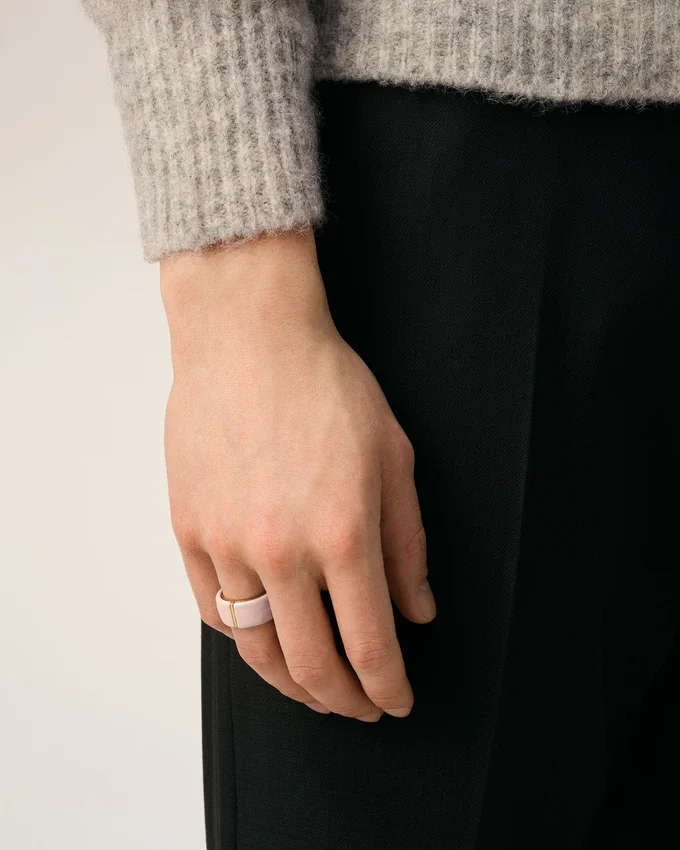 Pink Brass Hammered Lacquered Ring Pink Brass Hammered Lacquered Ring