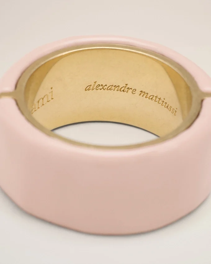Pink Brass Hammered Lacquered Ring Pink Brass Hammered Lacquered Ring