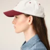Red and White Bicolor Cotton Ami Paris Cap Red and White Bicolor Cotton Ami Paris Cap