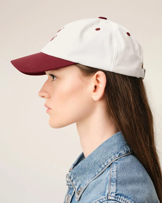 Red and White Bicolor Cotton Ami Paris Cap Red and White Bicolor Cotton Ami Paris Cap