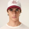 Red and White Bicolor Cotton Ami Paris Cap Red and White Bicolor Cotton Ami Paris Cap