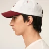 Red and White Bicolor Cotton Ami Paris Cap Red and White Bicolor Cotton Ami Paris Cap