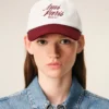 Red and White Bicolor Cotton Ami Paris Cap Red and White Bicolor Cotton Ami Paris Cap