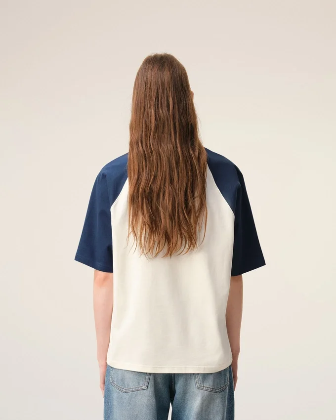 White and Blue Cotton Ami De Coeur Knitted Patch T-Shirt White and Blue Cotton Ami De Coeur Knitted Patch T-Shirt