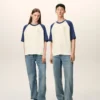 White and Blue Cotton Ami De Coeur Knitted Patch T-Shirt White and Blue Cotton Ami De Coeur Knitted Patch T-Shirt
