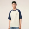 White and Blue Cotton Ami De Coeur Knitted Patch T-Shirt White and Blue Cotton Ami De Coeur Knitted Patch T-Shirt