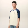 White and Blue Cotton Ami De Coeur Knitted Patch T-Shirt White and Blue Cotton Ami De Coeur Knitted Patch T-Shirt