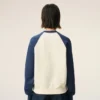 White and Blue Cotton Knitted Ami De Coeur Sweatshirt