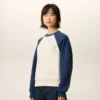 White and Blue Cotton Knitted Ami De Coeur Sweatshirt