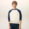 White and Blue Cotton Knitted Ami De Coeur Sweatshirt