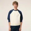 White and Blue Cotton Knitted Ami De Coeur Sweatshirt