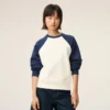 White and Blue Cotton Knitted Ami De Coeur Sweatshirt