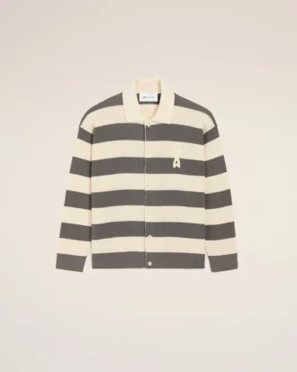 White and Brown Cotton Ami De Coeur Cardigan