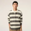 White and Brown Cotton Ami De Coeur Cardigan