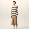 White and Brown Cotton Ami De Coeur Cardigan