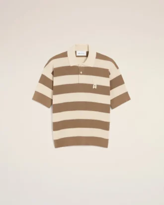 White and Brown Cotton Ami De Coeur Polo