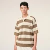 White and Brown Cotton Ami De Coeur Polo White and Brown Cotton Ami De Coeur Polo