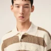 White and Brown Cotton Ami De Coeur Polo White and Brown Cotton Ami De Coeur Polo