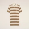 White and Brown Cotton Polo Dress Ami De Coeur Patch White and Brown Cotton Polo Dress Ami De Coeur Patch