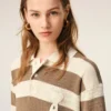 White and Brown Cotton Polo Dress Ami De Coeur Patch White and Brown Cotton Polo Dress Ami De Coeur Patch