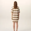 White and Brown Cotton Polo Dress Ami De Coeur Patch White and Brown Cotton Polo Dress Ami De Coeur Patch