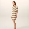 White and Brown Cotton Polo Dress Ami De Coeur Patch White and Brown Cotton Polo Dress Ami De Coeur Patch