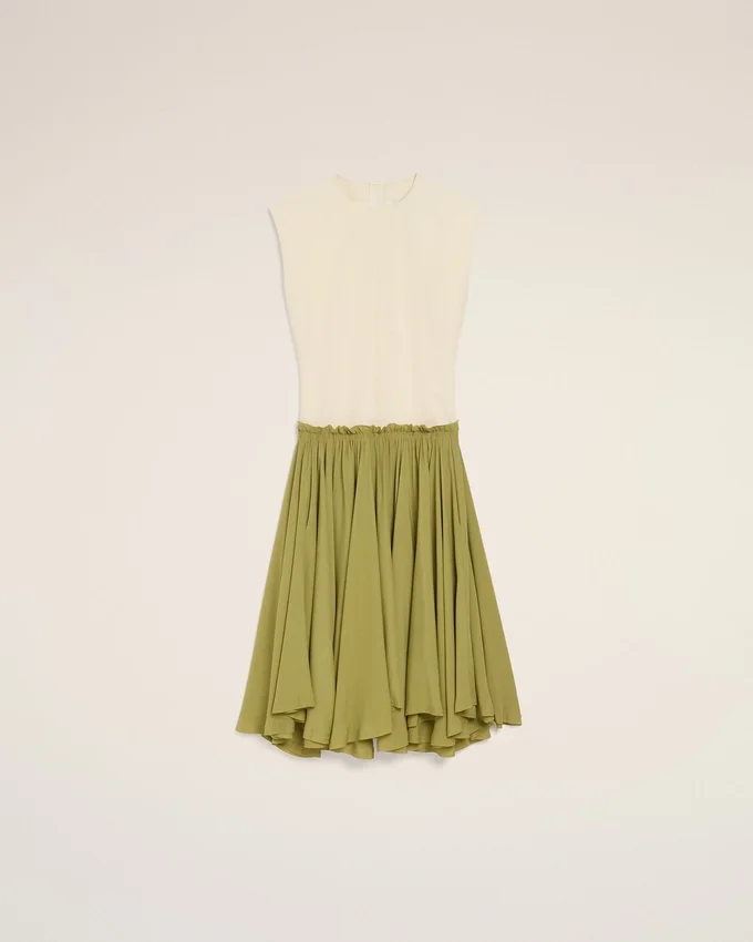 White and Green Bicolor New Wool Midi Dress White and Green Bicolor New Wool Midi Dress