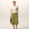 White and Green Bicolor New Wool Midi Dress White and Green Bicolor New Wool Midi Dress