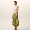 White and Green Bicolor New Wool Midi Dress White and Green Bicolor New Wool Midi Dress