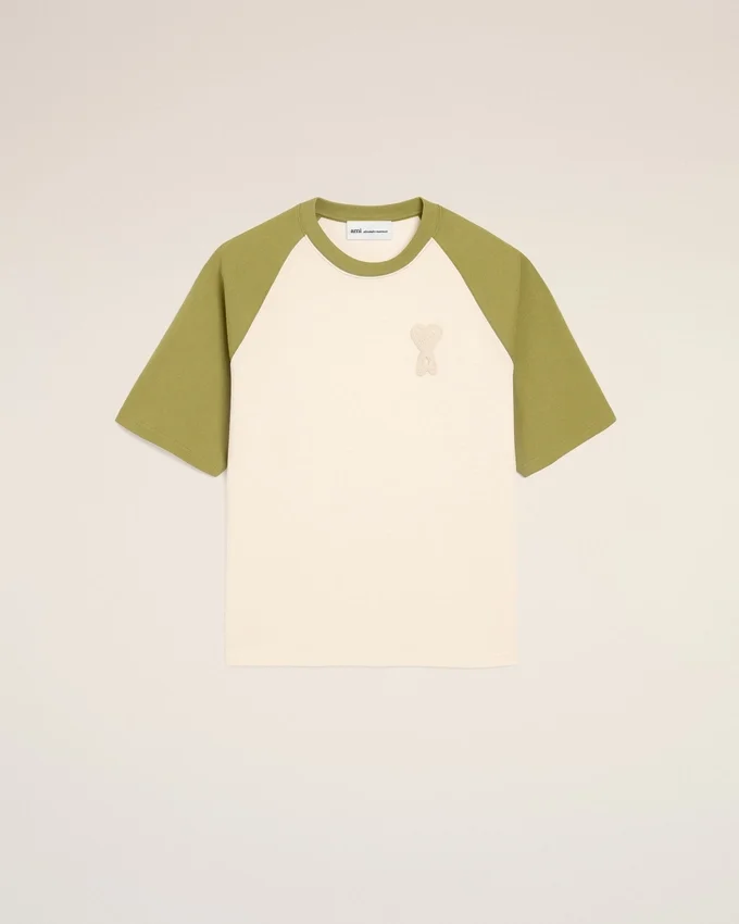 White and Green Cotton Ami De Coeur Knitted Patch T-Shirt White and Green Cotton Ami De Coeur Knitted Patch T-Shirt