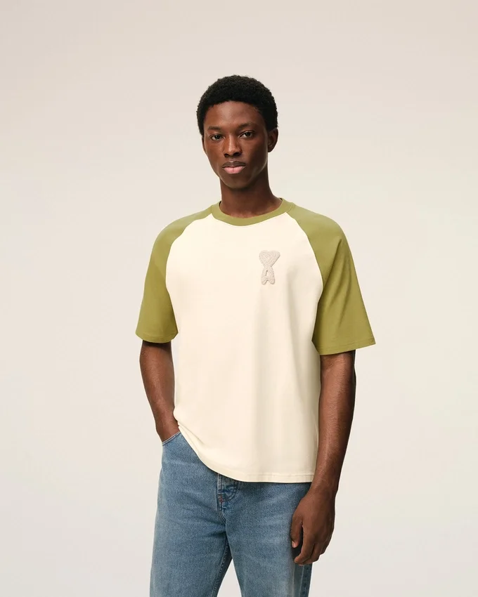 White and Green Cotton Ami De Coeur Knitted Patch T-Shirt White and Green Cotton Ami De Coeur Knitted Patch T-Shirt