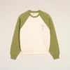 White and Green Cotton Knitted Ami De Coeur Sweatshirt