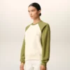 White and Green Cotton Knitted Ami De Coeur Sweatshirt