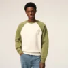 White and Green Cotton Knitted Ami De Coeur Sweatshirt
