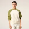 White and Green Cotton Knitted Ami De Coeur Sweatshirt