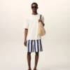 White and Navy Long Stripes Swimsuit White and Navy Long Stripes Swimsuit