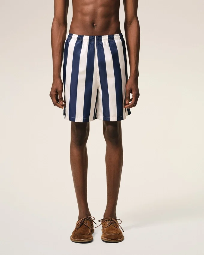 White and Navy Long Stripes Swimsuit White and Navy Long Stripes Swimsuit