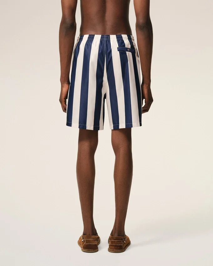 White and Navy Long Stripes Swimsuit White and Navy Long Stripes Swimsuit