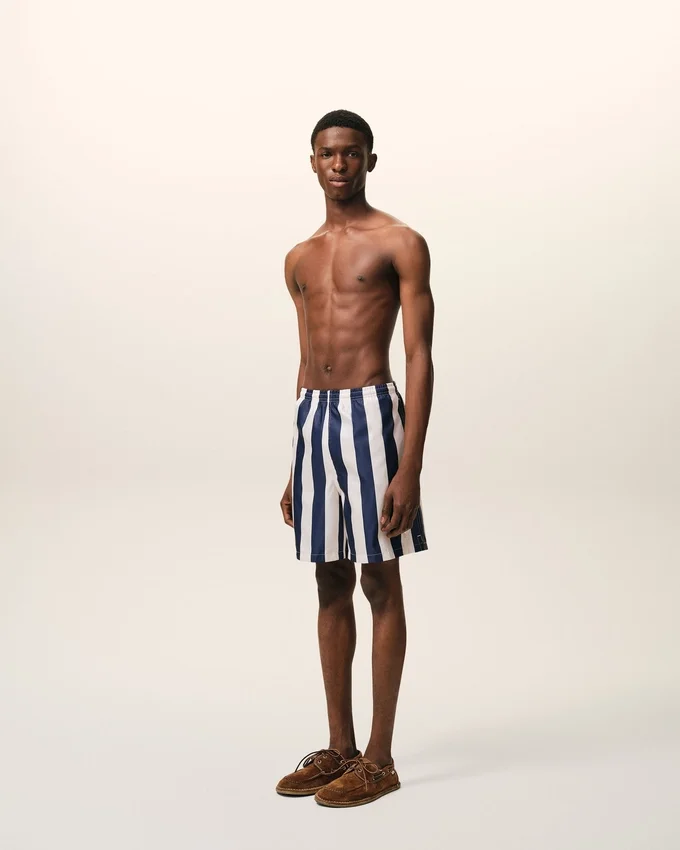 White and Navy Long Stripes Swimsuit White and Navy Long Stripes Swimsuit