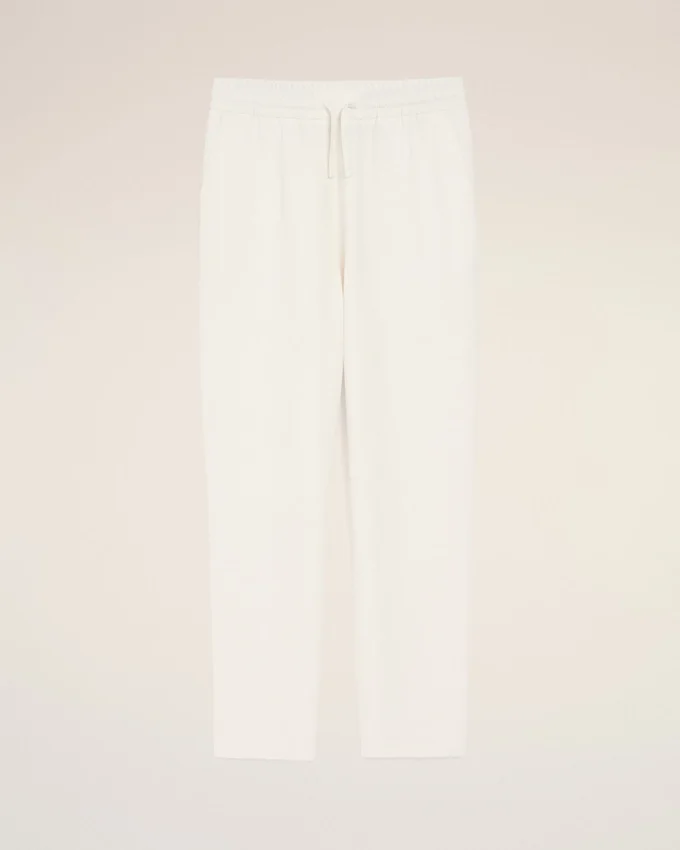 White Blended Linen Elasticated Waist Trousers White Blended Linen Elasticated Waist Trousers