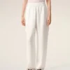White Blended Linen Elasticated Waist Trousers White Blended Linen Elasticated Waist Trousers